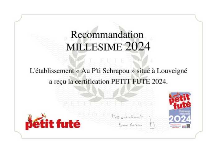 CERTIFICATION PETIT FUTE